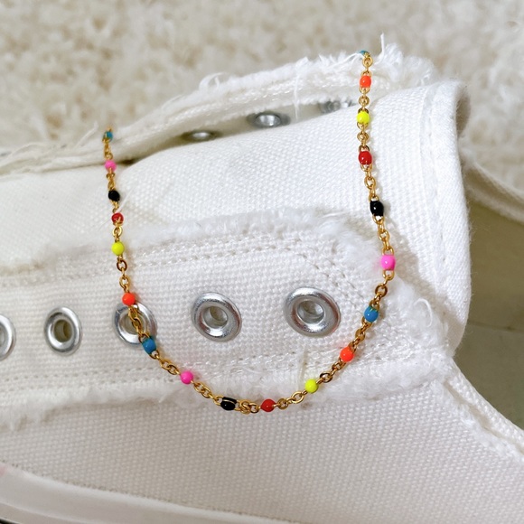 Gold Chain Anklet with colorful beads - Picture 4 of 5